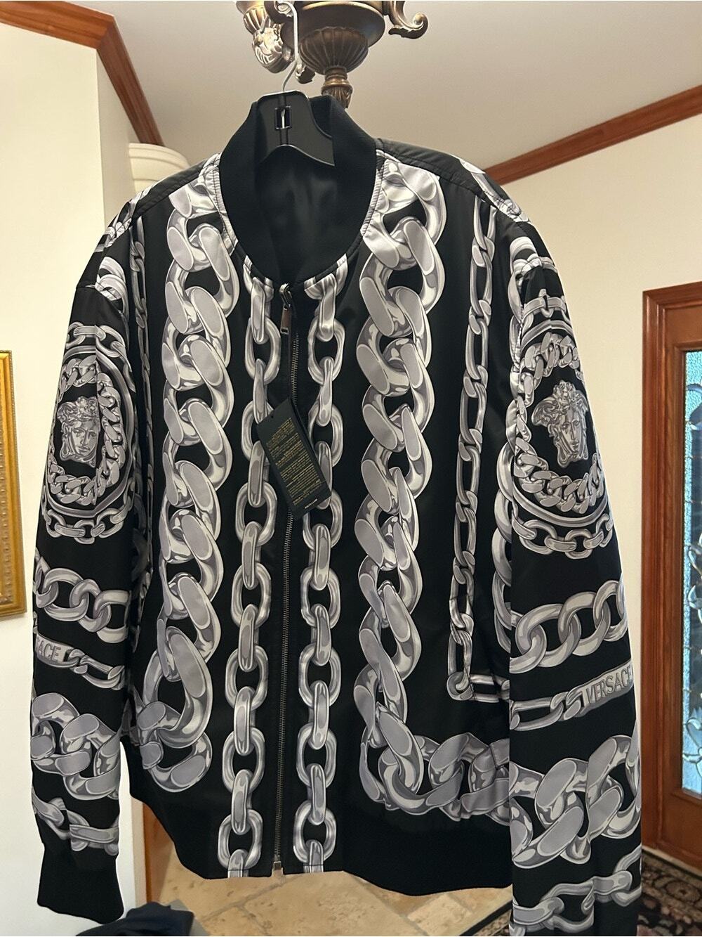 Men's Versace medusa chains reversible bomber jacket size 56 made in Italy
